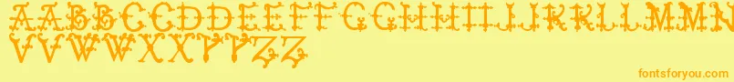 ElizabethanInitialsTfb Font – Orange Fonts on Yellow Background