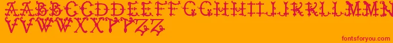 フォントElizabethanInitialsTfb – オレンジの背景に赤い文字