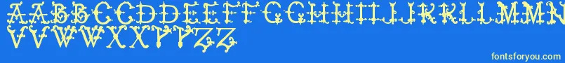 ElizabethanInitialsTfb Font – Yellow Fonts on Blue Background