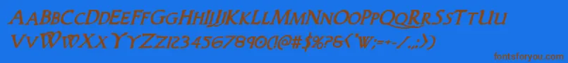 Woodgodboldital Font – Brown Fonts on Blue Background