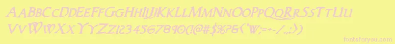 Woodgodboldital Font – Pink Fonts on Yellow Background