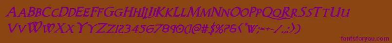 Woodgodboldital Font – Purple Fonts on Brown Background