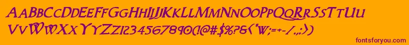 Woodgodboldital Font – Purple Fonts on Orange Background