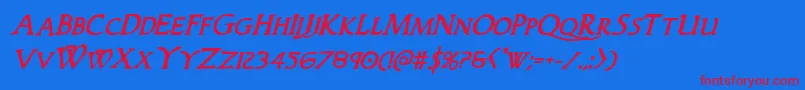 Woodgodboldital Font – Red Fonts on Blue Background