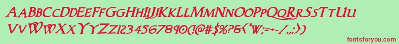Woodgodboldital Font – Red Fonts on Green Background
