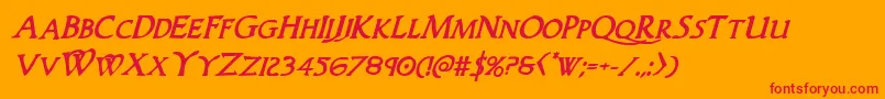 Woodgodboldital Font – Red Fonts on Orange Background