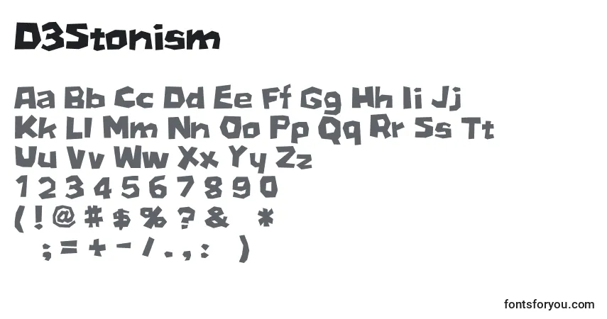 A fonte D3Stonism – alfabeto, números, caracteres especiais
