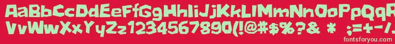 フォントD3Stonism – 赤い背景に緑の文字