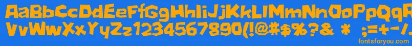 D3Stonism-Schriftart – Orangefarbene Schriften auf blauem Hintergrund