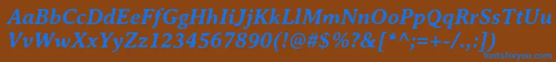 AveriaserifBolditalic-Schriftart – Blaue Schriften auf braunem Hintergrund