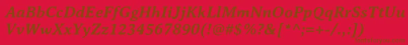 AveriaserifBolditalic-Schriftart – Braune Schriften auf rotem Hintergrund
