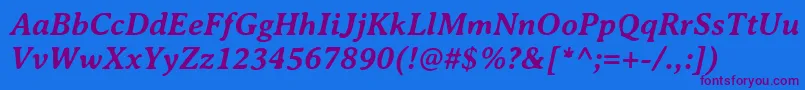 AveriaserifBolditalic Font – Purple Fonts on Blue Background