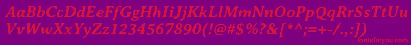 AveriaserifBolditalic Font – Red Fonts on Purple Background