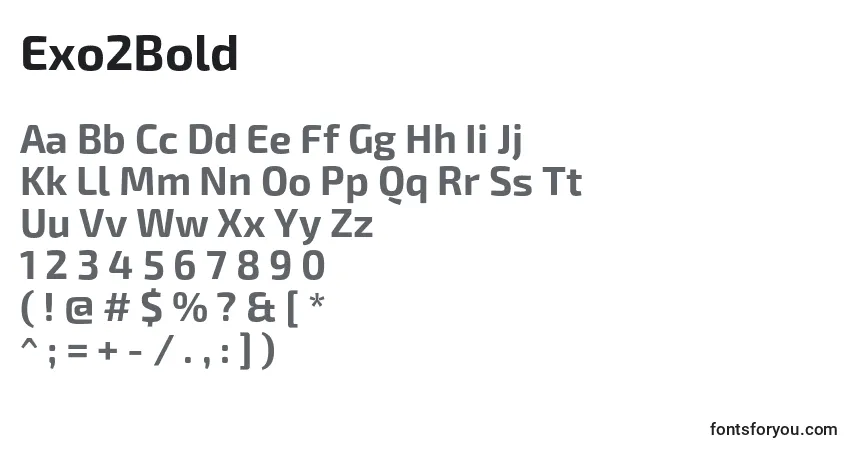 Czcionka Exo2Bold – alfabet, cyfry, specjalne znaki