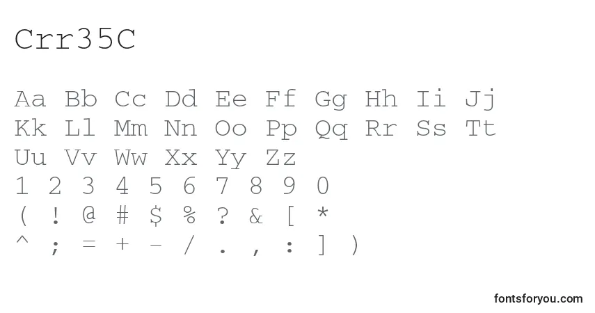 A fonte Crr35C – alfabeto, números, caracteres especiais