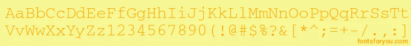 フォントCrr35C – オレンジの文字が黄色の背景にあります。