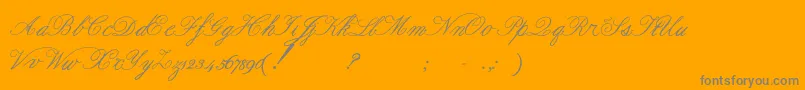 Formalscript-Schriftart – Graue Schriften auf orangefarbenem Hintergrund