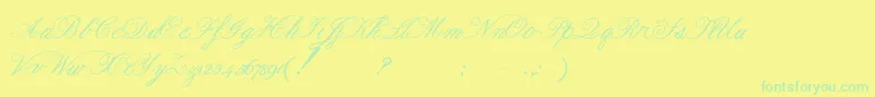 フォントFormalscript – 黄色い背景に緑の文字