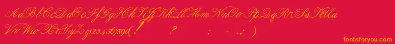 Formalscript-Schriftart – Orangefarbene Schriften auf rotem Hintergrund