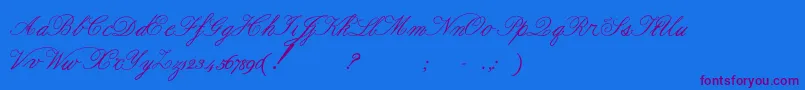 Formalscript-Schriftart – Violette Schriften auf blauem Hintergrund