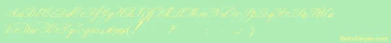 フォントFormalscript – 黄色の文字が緑の背景にあります