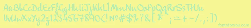 Flatpen-Schriftart – Grüne Schriften auf gelbem Hintergrund