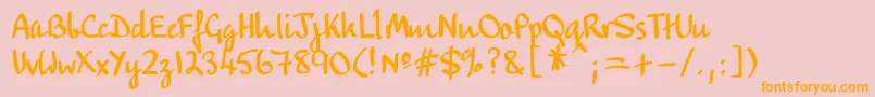 Flatpen-Schriftart – Orangefarbene Schriften auf rosa Hintergrund