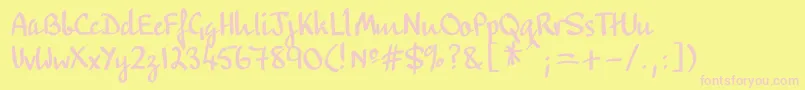 Flatpen-Schriftart – Rosa Schriften auf gelbem Hintergrund