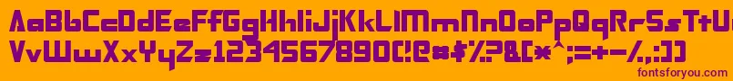 Czcionka TransformersNormal – fioletowe czcionki na pomarańczowym tle