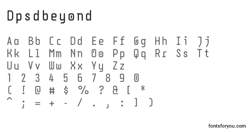 Czcionka Dpsdbeyond – alfabet, cyfry, specjalne znaki