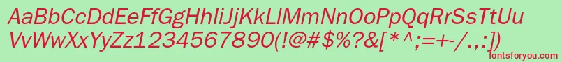 BloknotcItalic Font – Red Fonts on Green Background