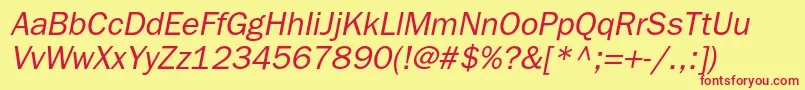 BloknotcItalic Font – Red Fonts on Yellow Background
