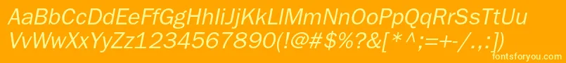 BloknotcItalic Font – Yellow Fonts on Orange Background