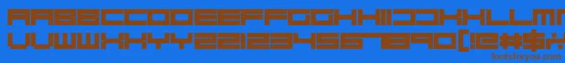 フォントRobotBlocks – 茶色の文字が青い背景にあります。