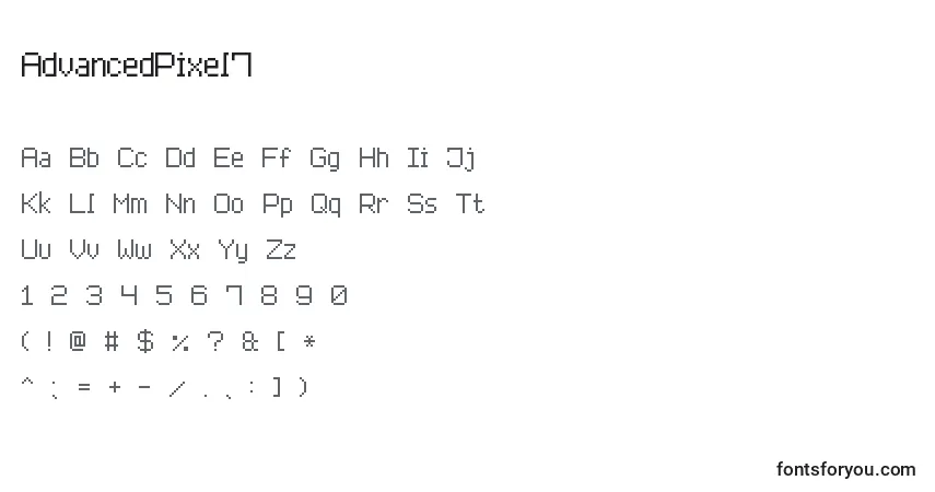 Schriftart AdvancedPixel7 – Alphabet, Zahlen, spezielle Symbole