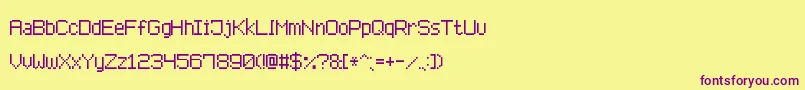 フォントAdvancedPixel7 – 紫色のフォント、黄色の背景