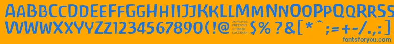 Antrf-Schriftart – Blaue Schriften auf orangefarbenem Hintergrund