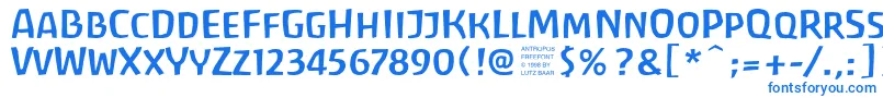 フォントAntrf – 白い背景に青い文字