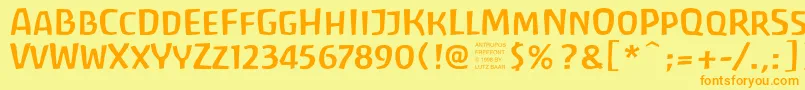 フォントAntrf – オレンジの文字が黄色の背景にあります。