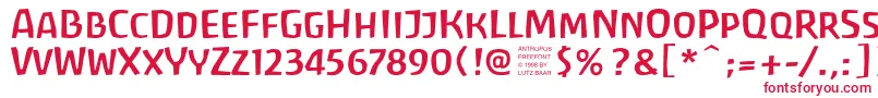 フォントAntrf – 白い背景に赤い文字