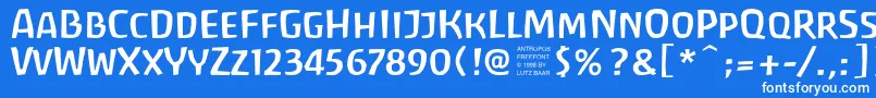 フォントAntrf – 青い背景に白い文字