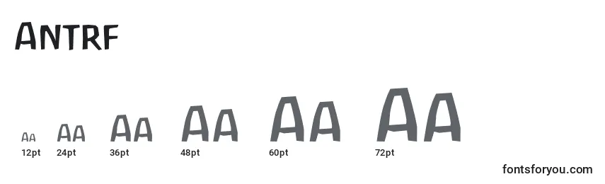 Размеры шрифта Antrf