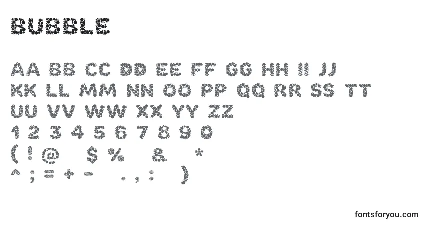 Czcionka Bubble – alfabet, cyfry, specjalne znaki