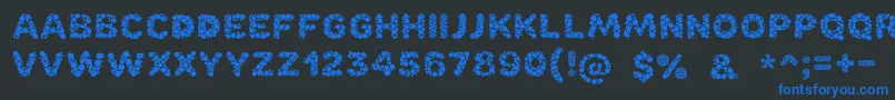 Bubble-Schriftart – Blaue Schriften auf schwarzem Hintergrund