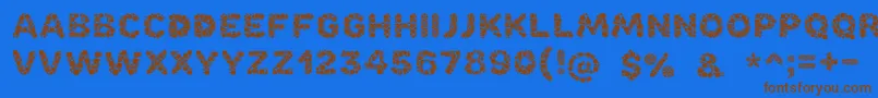 フォントBubble – 茶色の文字が青い背景にあります。