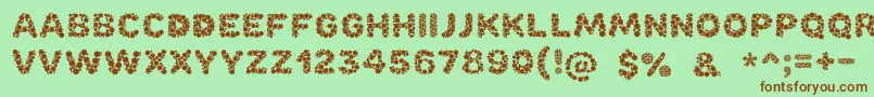 Fonte Bubble – fontes marrons em um fundo verde