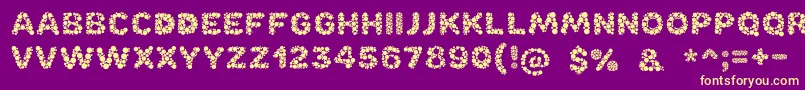 Bubble-Schriftart – Gelbe Schriften auf violettem Hintergrund
