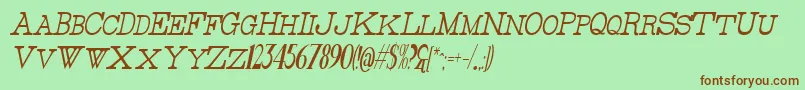 ThinHighestItalic Font – Brown Fonts on Green Background