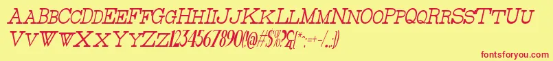 ThinHighestItalic Font – Red Fonts on Yellow Background