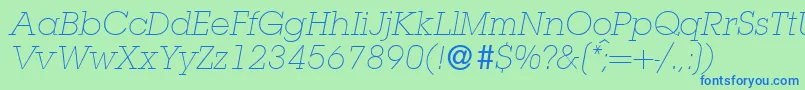 Шрифт L850SlabLightItalic – синие шрифты на зелёном фоне